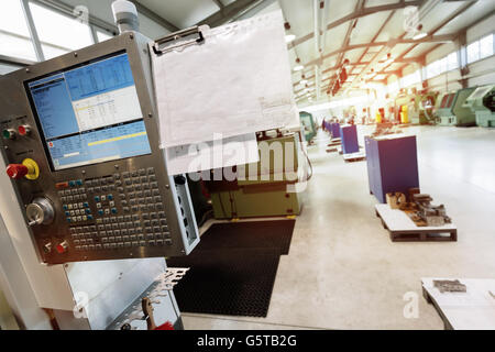 Panel of a cnc machine used for programming Stock Photo