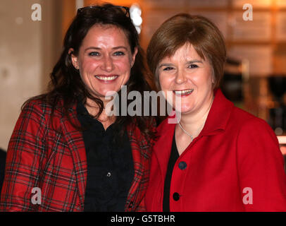 Sidse Babett Knudsen (left) the star of Danish hit drama Borgen, with fan Scottish Deputy First Minister Nicola Sturgeon at the Filmhouse in Edinburgh, ahead of a screening of the series two finale and a question and answer session with fans. Stock Photo