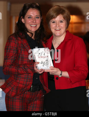 Sidse Babett Knudsen (left) the star of Danish hit drama Borgen, with fan Scottish Deputy First Minister Nicola Sturgeon at the Filmhouse in Edinburgh, ahead of a screening of the series two finale and a question and answer session with fans. Stock Photo