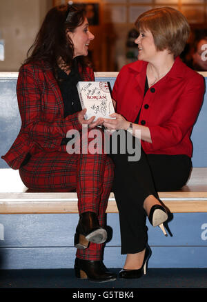 Sidse Babett Knudsen (left) the star of Danish hit drama Borgen, with fan Scottish Deputy First Minister Nicola Sturgeon at the Filmhouse in Edinburgh, ahead of a screening of the series two finale and a question and answer session with fans. Stock Photo