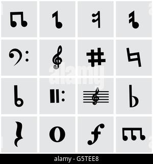 Music Note Icon On Black Background. Black Flat Style Vector ...