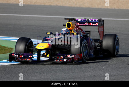 Formula One - Testing Day Three - Circuito de Jerez. Red Bull's Sebastian Vettel during testing at Circuito de Jerez, Jerez, Spain. Stock Photo