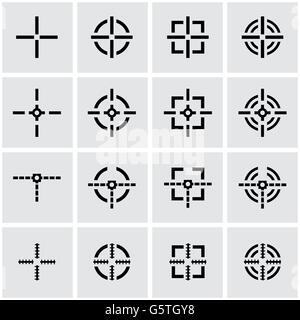 Vector black crosshair icon set Stock Vector