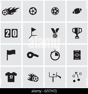 Vector black football icon set Stock Vector