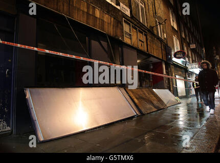 The scene outside the Camden Road William Hill betting shop, after a man was killed by a falling sign. Stock Photo