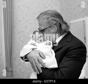 James O'Connor with son Ragnor (old Norse name) pictured at St Mary's hospital, Paddington, London. Stock Photo