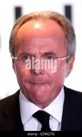 England coach Sven Goran Eriksson at a press conference to unveil a World Cup suit in London, where he refused to be drawn on speculation over his alleged affair with TV presenter Ulrika Jonsson. * Up to 100 news and sports journalists were crammed into the headquarters of Arcadia, whose company Burton have made the England suits, but he said he was not going to discuss his private life now - or in the future. Stock Photo