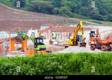 Construction for the controversial Bristol MetroBus project, Stapleton, Bristol, UK (June 2016) Stock Photo