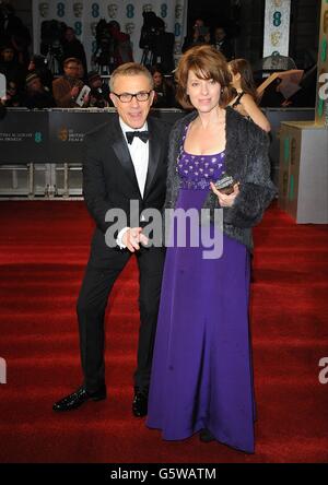 Christoph Waltz and wife Judith Holste arriving for the 2013 British Academy Film Awards at the Royal Opera House, Bow Street, London. Stock Photo