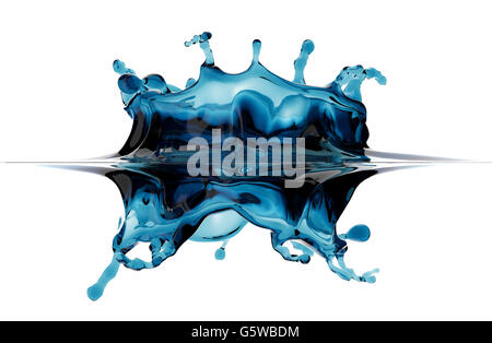 splash of blue water isolated on white. Stock Photo