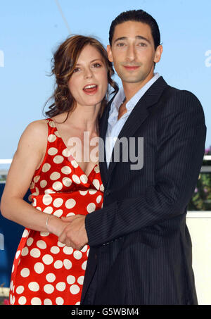 Actress Emilia Fox and actor Adrien Brody during a photocall to promote their new film Le Pianiste at the Palais des Festivals as part of the 55th Cannes Film Festival in Cannes, France. Stock Photo