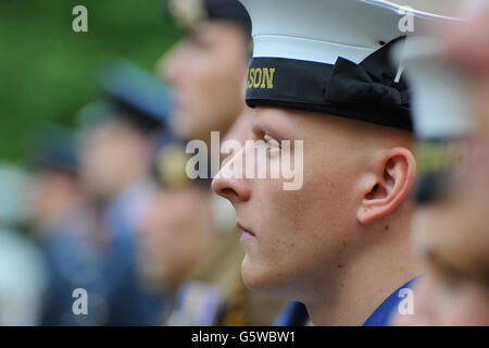 royal navy sailors on parade Stock Photo