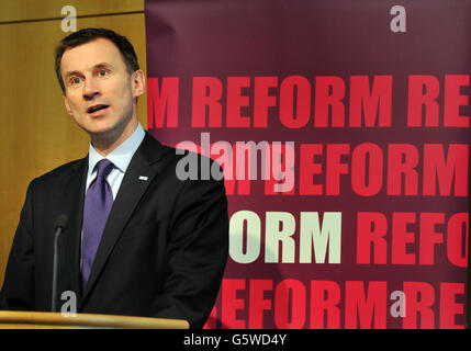 Jeremy Hunt the Secretary of State for Health during his address to members of the Medical profession at the reform conference, held at the Royal College of Obstetricians and Gynaecologists, in central London. Stock Photo