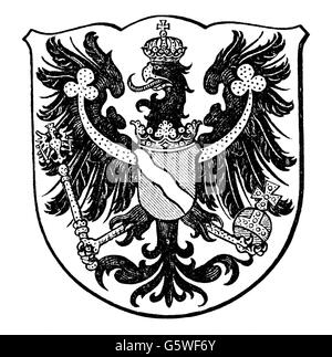 heraldry, coat of arms, Germany, Prussian Rhine Province, wood engraving, 1893, Additional-Rights-Clearences-Not Available Stock Photo