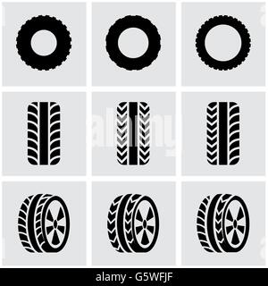 Vector black tire icon set Stock Vector