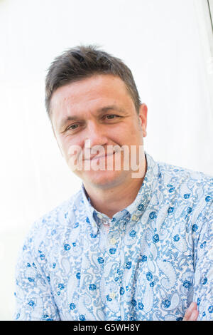 Gavin Puckett, writer, author of books for young children  The Hay Festival of Literature and the Arts, Hay on Wye, Powys, Wales UK, Sunday June 05 2016 Stock Photo