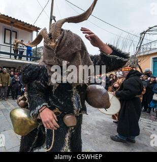 Villagers dressed as goats and goatherds take part in a Pagan, rights of spring, festival held in the village of Nedousa in the