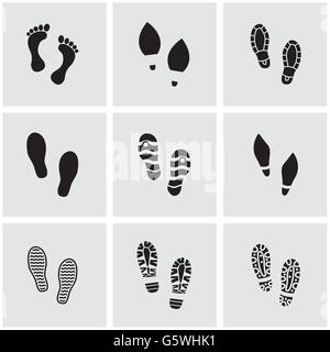 Vector black shoes imprints icon set Stock Vector