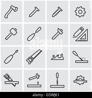 Vector line carpentry icon set Stock Vector