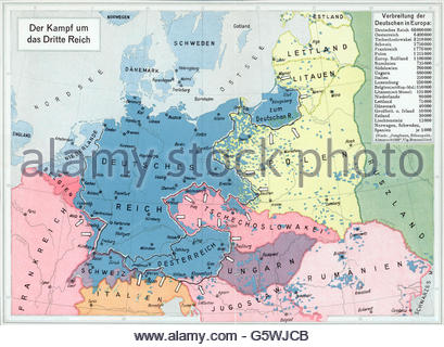 A 1930's map of Germany, Poland and Czechoslovakia Stock Photo ...