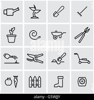 Vector line gardening icon set Stock Vector