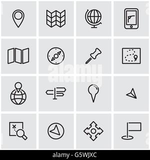 Route Icon set in thin line outline style and linear vector sign Stock ...