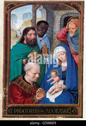 literature,book,floral book of hours by Simon Bening(circa 1483 - 1561),Adoration of Magi,1520 / 1525,facsimile edition,Faksimile Verlag,Luzern,1991,16th century,20th century,1990s,90s,Flanders,religion,religions,Christianity,book of hours,Simon Bennik,fine arts,religious art,illumination,illuminations,the infant Jesus,baby Jesus,divine infant,Saint Mary,Our Lady,the Blessed Virgin Mary,the Virgin Mary,Our Blessed Lady,Three Kings,Three Magi,Three Wise Men,Epiphany,adoration,worshiping,worship,hallowing,hallow,book,book,Additional-Rights-Clearences-Not Available