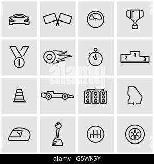 Vector line racing icon set Stock Vector