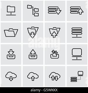 Vector line ftp icon set Stock Vector