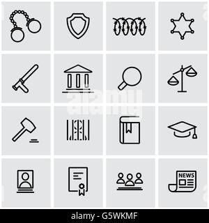 Set of Law and justice Vector Line Icons. Contains such Icons as weapon ...