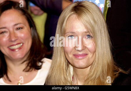 Author of the Harry Potter books J K Rowling (right) and comedian Arabella Weir attend a press launch in central London of a new book entitled 'Magic' which is published. The book, published by Bloomsbury, will attempt to raise money for the Magic Million Appeal. * ... recently launched by The National Council, with the aim of raising 1 million to fund services for single parents and children. 1 of each copy of 'Magic' sold will go to the charity. Stock Photo