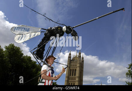 Trade laws protest in Westminster Stock Photo
