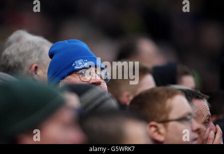 Soccer - Barclays Premier League - Norwich City v Everton - Carrow Road. An Everton fan looks on from the stands as his side lose 2-1 during the Barclays Premier League match at Carrow Road, Norwich. Stock Photo