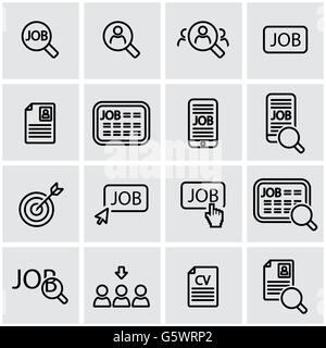 Vector line job search icon set Stock Vector
