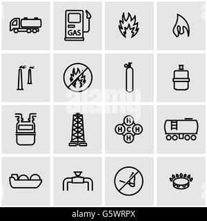 Vector line natural gas icon set Stock Vector
