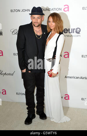 Joel Madden and Nicole Richie arriving for 2013 Elton John AIDS Foundation Oscar Party held at West Hollywood Park in West Hollywood, Los Angeles. Stock Photo