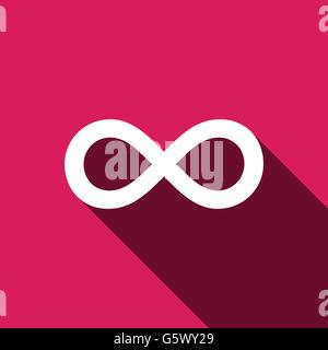 The infinity icon with long shadow Stock Vector