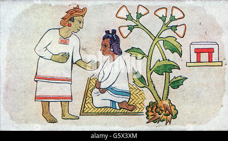 medicine, birth / gynecology, Aztec pregnant woman giving birth, after ...