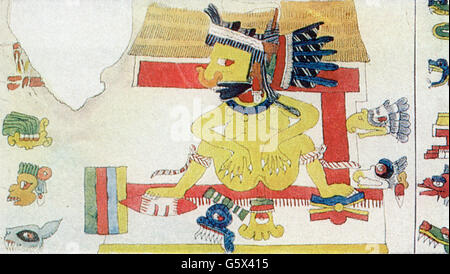 medicine,birth / gynecology,Aztec goddess Tlacolteotl giving birth,coloured drawing,Codex Vaticanus B,library of the Vatican,North America,Central America,graphic,graphics,Aztecs,religion,religions,mythology,deity,divinity,deities,goddess,goddesses,full length,pregnant woman,pregnancy,gestation,gravidity,pregnancies,become pregnant,get pregnant,pregnant women,birthing,bear,give birth,delivery,childbearing,childbirth,birth,births,medicine,medicines,gynecology,gynaecology,coloured,colored,library,libraries,historic,his,Additional-Rights-Clearences-Not Available