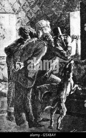 Verne, Jules, 8.2.1828 - 24.3.1905, French author / writer, works, novel 'Around the Moon' ('Autour de la Lune', 1870, illustration, wood engraving after drawing by Emile Bayard, Artist's Copyright has not to be cleared Stock Photo