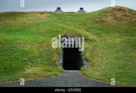 Hidden and camouflaged bunker entrance Stock Photo