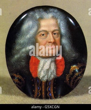Johann Georg II, 17.11.1627 - 7.8.1693, Prince of Anhalt-Dessau 15.9.1660 - 7.8.1693, portrait, miniature, painting by Jean Pierre and Amy Huaut, circa 1680, Artist's Copyright has not to be cleared Stock Photo