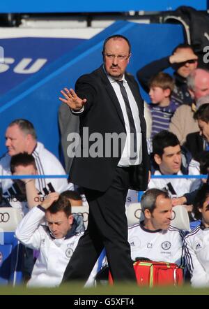 Soccer - FA Cup - Fourth Round Replay - Chelsea v Brentford - Stamford Bridge. Chelsea manager Rafael Benitez gestures on the touchline Stock Photo