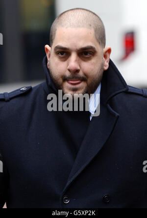 Derek Rose, the ex-fiance of socialite and model Tamara Ecclestone, arrives at Southwark Crown Court, south London, where along with Jakir Uddin, he is accused of trying to blackmail her. Stock Photo