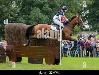 Tina Cook and STAR WITNESS - Show Jumping Phase - Land Rover Burghley Horse Trials, 6th September 2015 Stock Photo