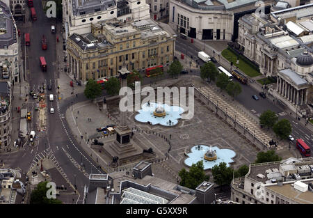 An aerial view of Trafalgar Square, London. Stock Photo