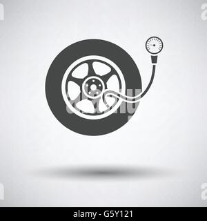 Tire pressure gage icon on gray background, round shadow. Vector illustration. Stock Vector