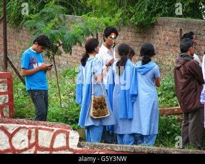 Indian School kids celebrating their independence day Stock Photo