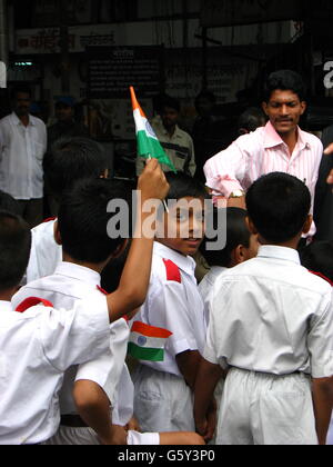 Indian School kids celebrating their independence day Stock Photo