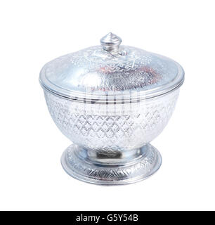 thai silver bowl antique silverware Stock Photo